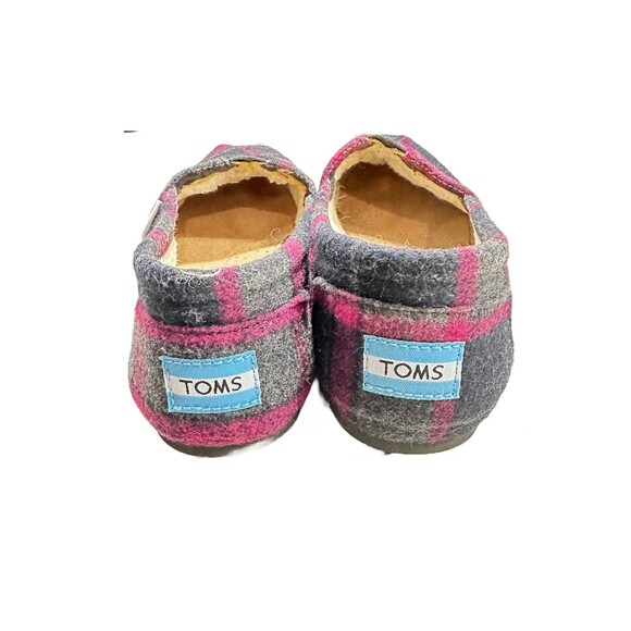 Toms Womens Size 9.5 Cozy Fairy Pink Plaid Loafers Canvas Comfortable Alpargatas - Picture 4 of 5